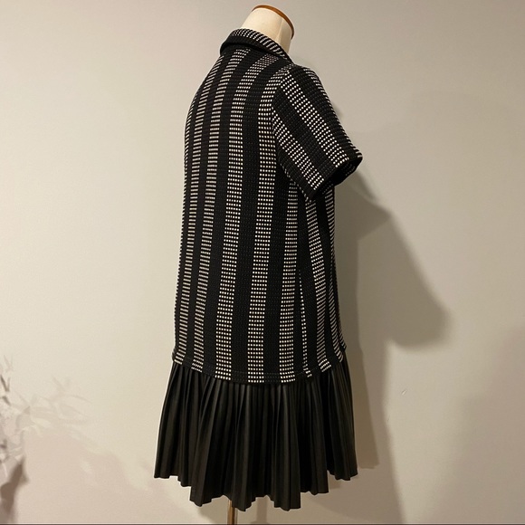 Zara woven striped dress with faux leather pleats - Picture 8 of 9